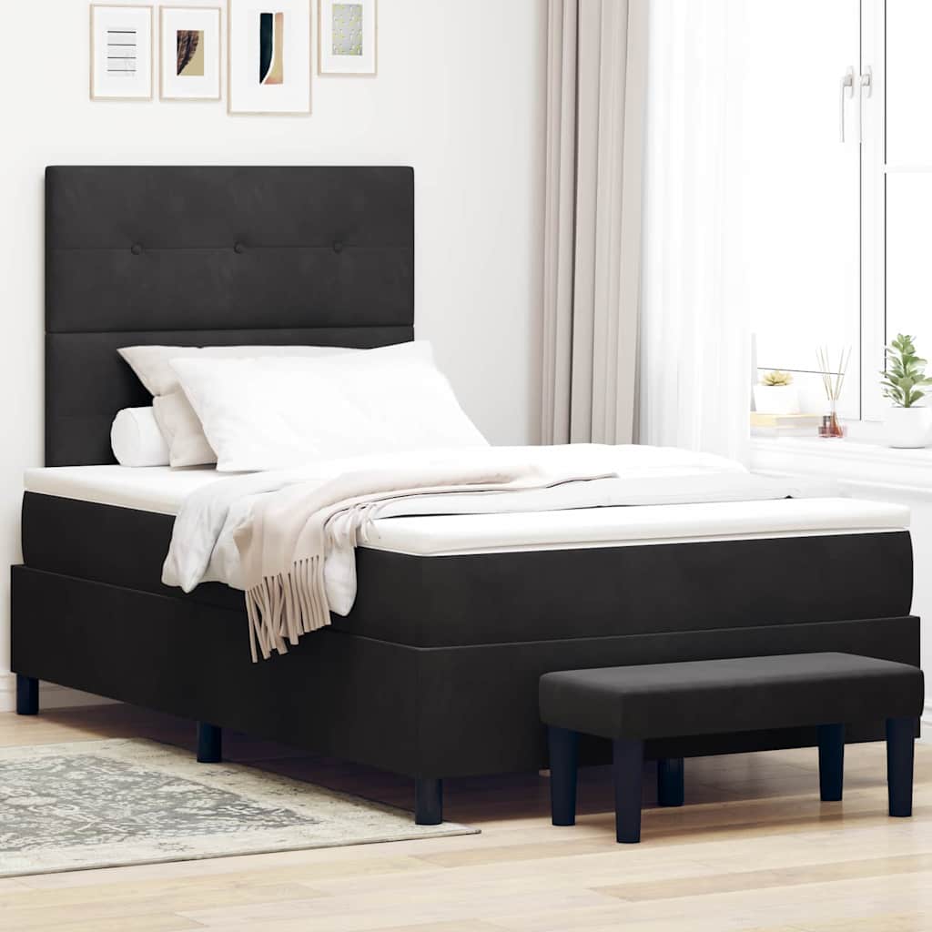 Bäddfjäder med huvudgavel Svart 200 x 120 cm Sammet