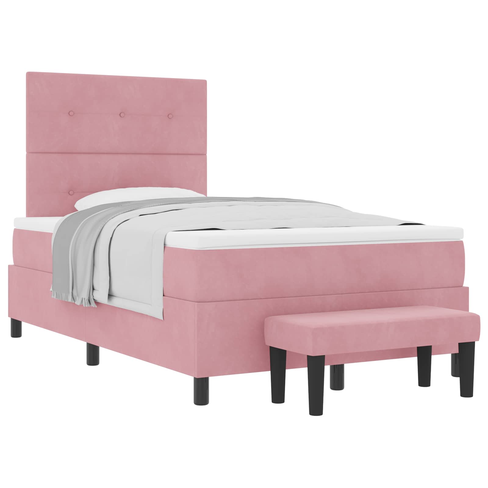 Bäddfjäder med huvudgavel Rosa 200 x 120 cm Sammet
