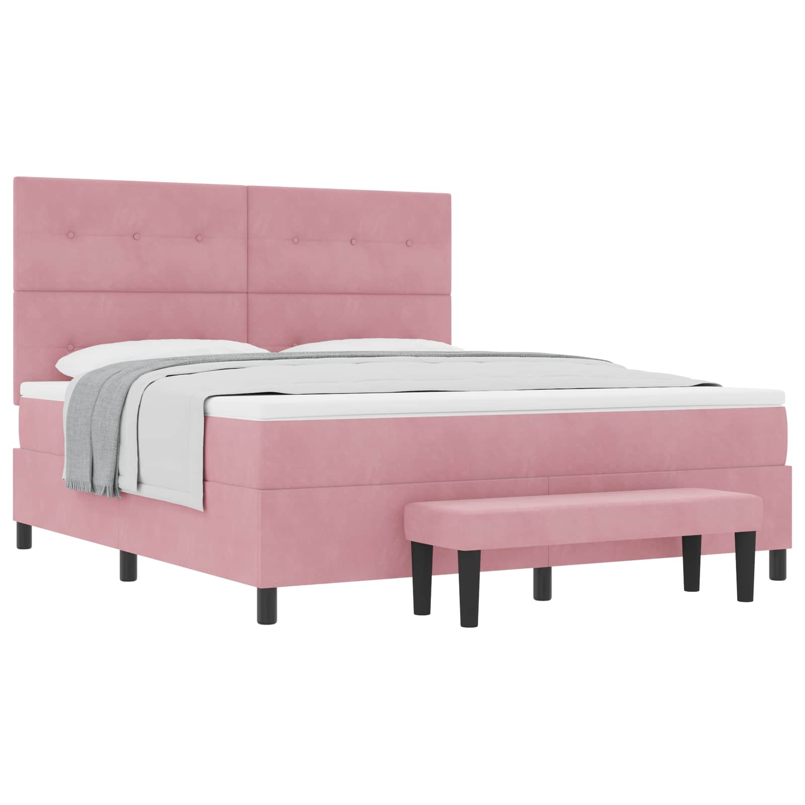 Bäddfjäder med huvudgavel Rosa 200 x 180 cm Sammet