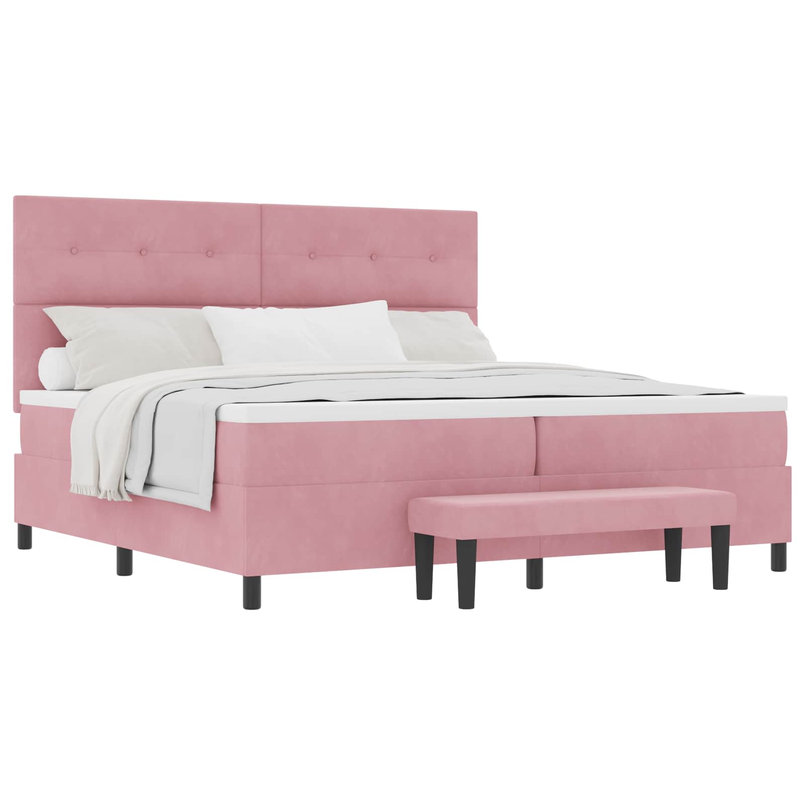 Bäddfjäder med huvudgavel Rosa 200 x 200 cm Sammet