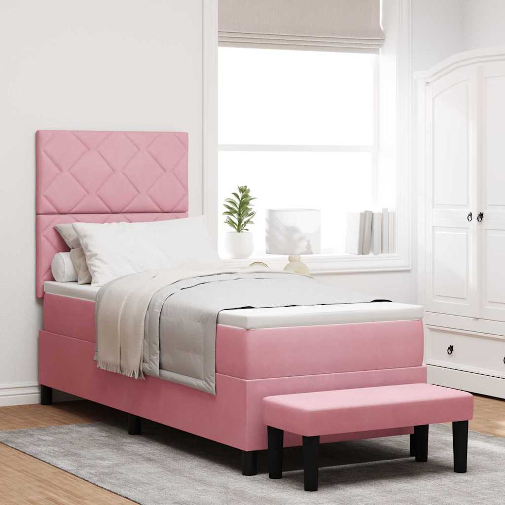 Bäddfjäder med huvudgavel Rosa 200 x 80 cm Sammet
