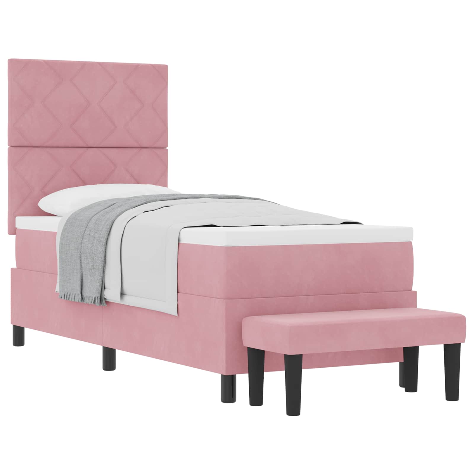 Bäddfjäder med huvudgavel Rosa 200 x 80 cm Sammet