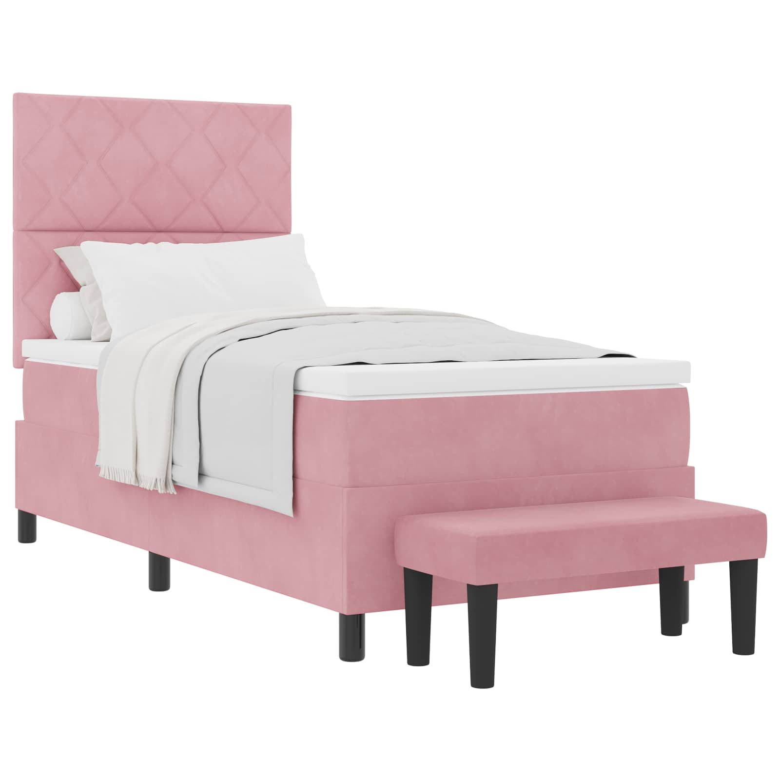 Bäddfjäder med huvudgavel Rosa 200 x 90 cm Sammet
