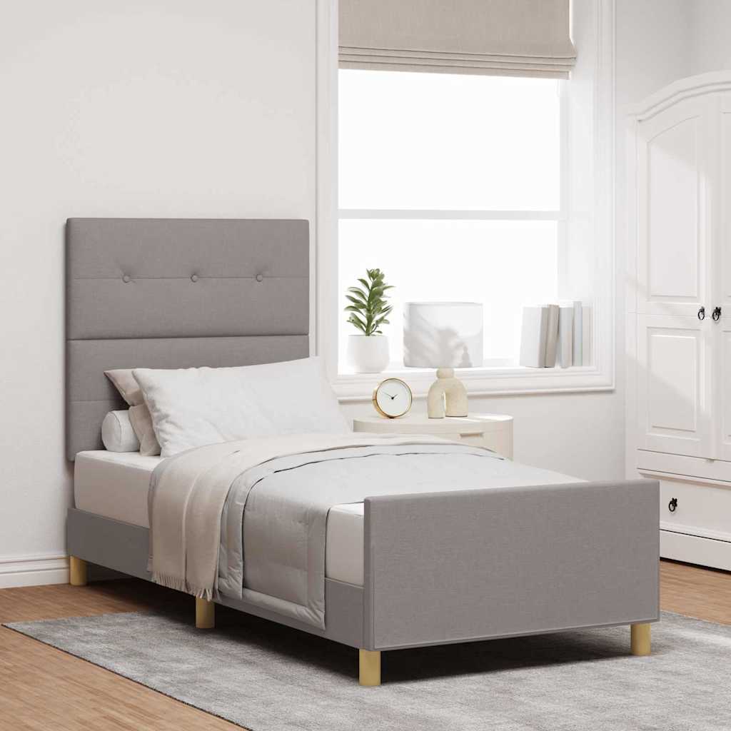 Sängram med huvudgavel Taupe 90 x 200 cm tyg