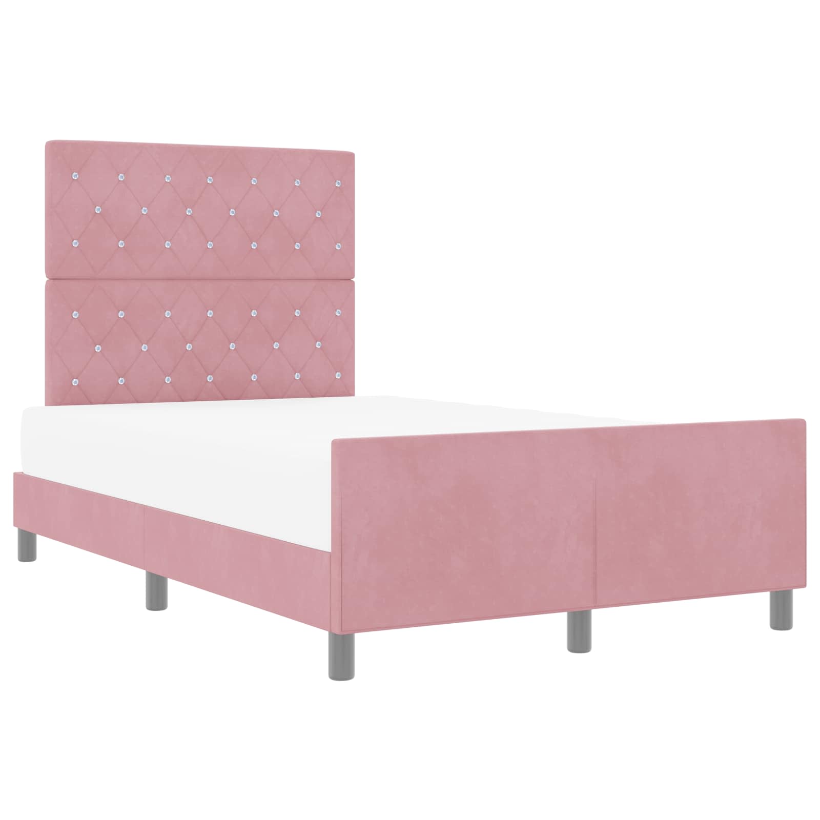 Bäddfjäder med huvudgavel Rosa 120 x 200 cm Sammet