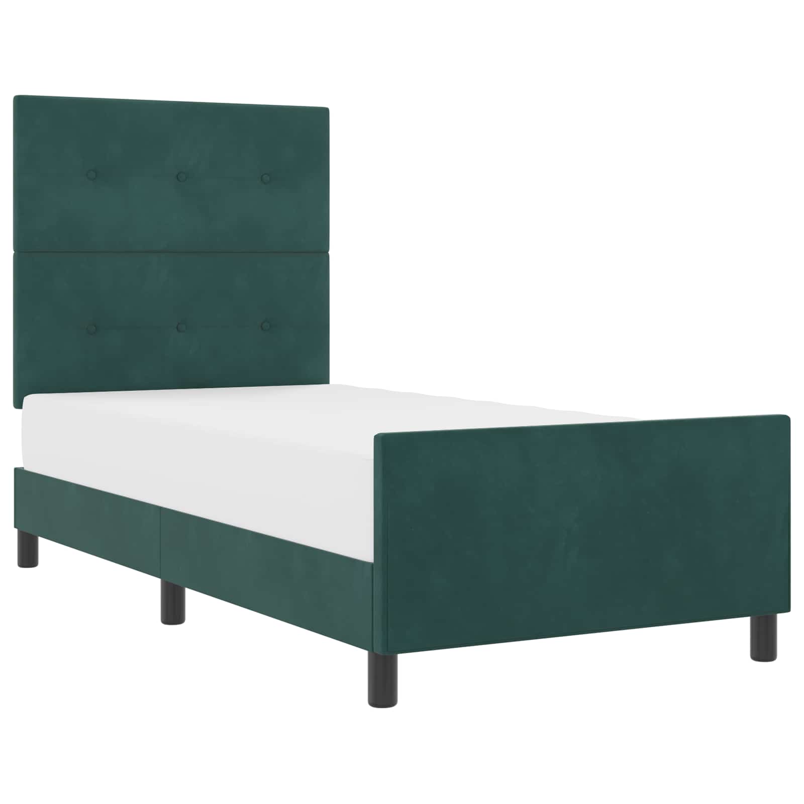 Bäddfjäder med huvudgavel Mörkgrön 90 x 190 cm Sammet