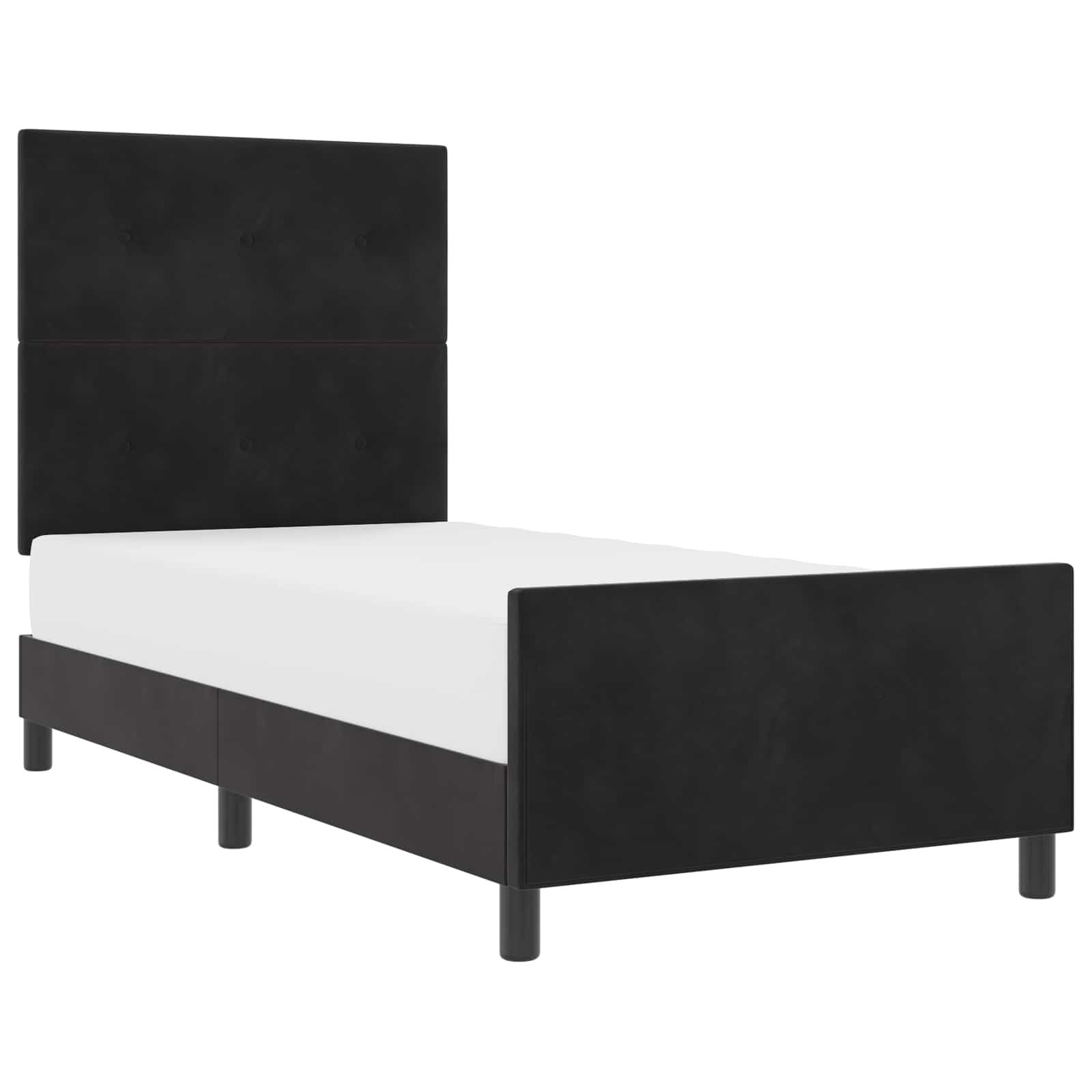Bäddfjäder med huvudgavel Svart 90 x 200 cm Sammet