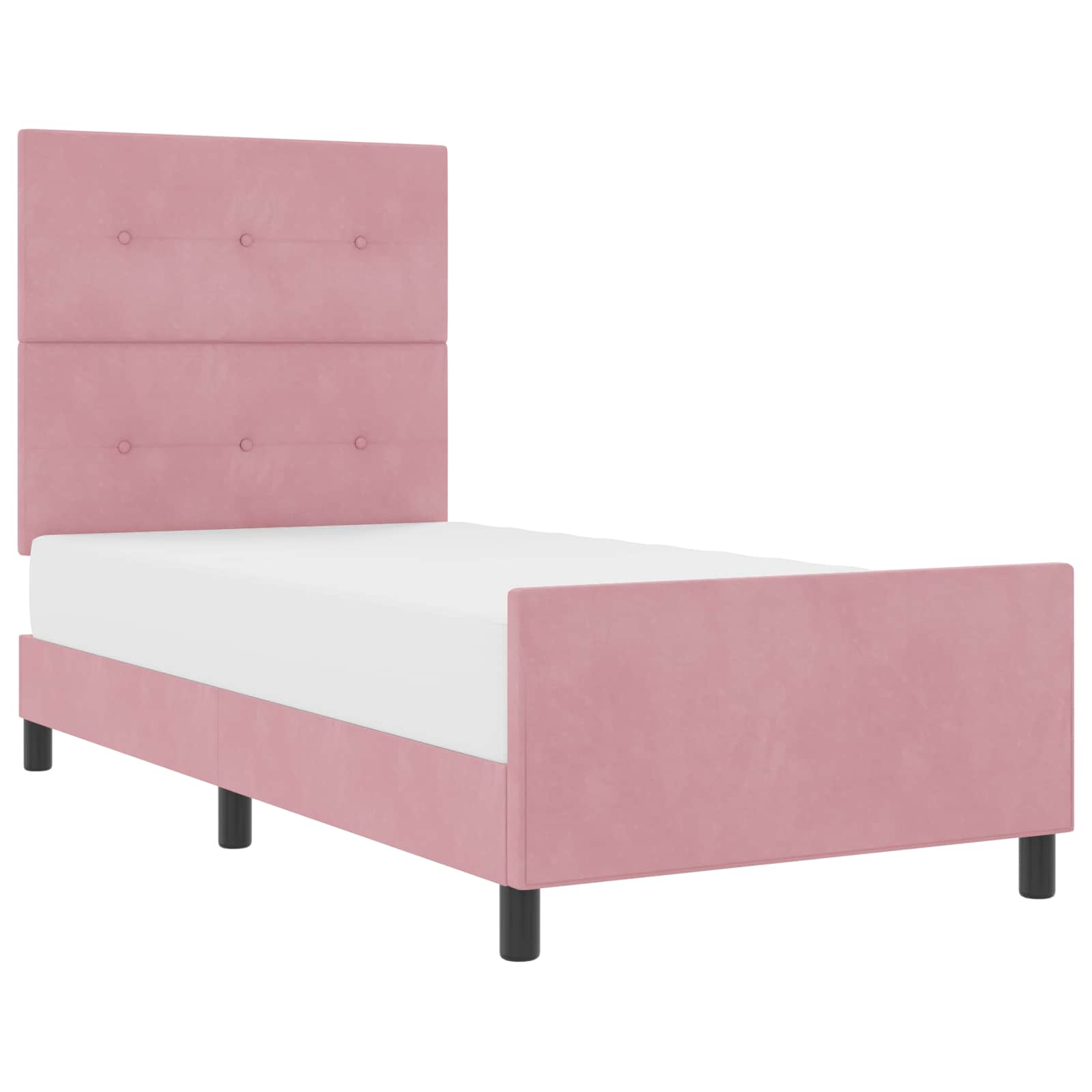 Bäddfjäder med huvudgavel Rosa 90 x 200 cm Sammet
