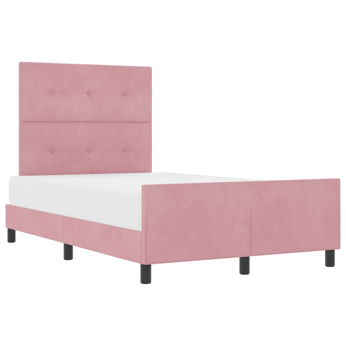 Bäddfjäder med huvudgavel Rosa 120 x 190 cm Sammet