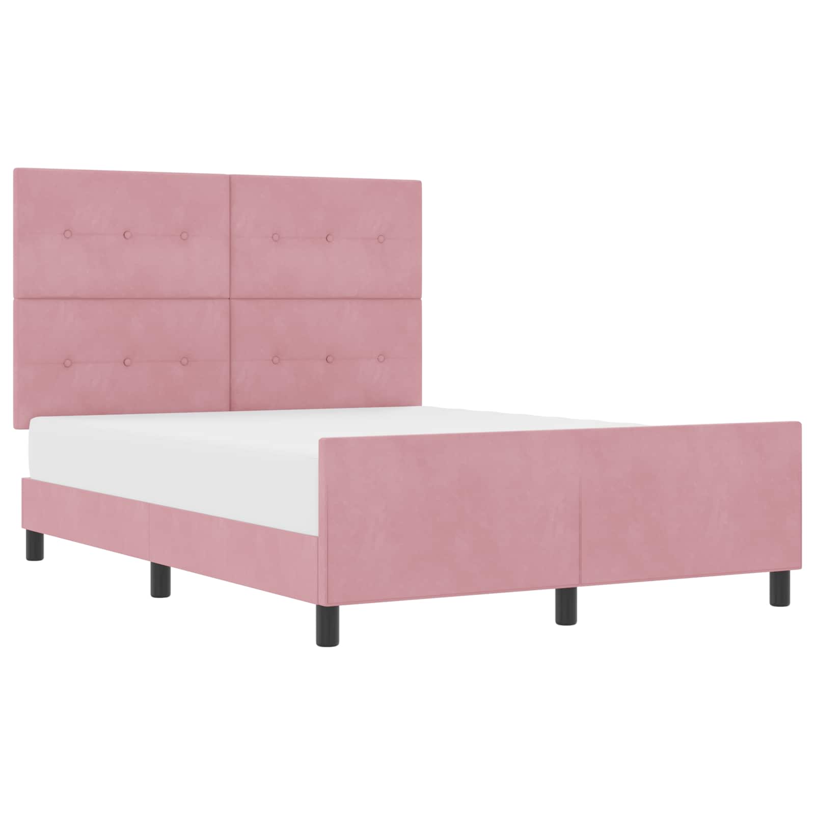 Bäddfjäder med huvudgavel Rosa 140 x 200 cm Sammet