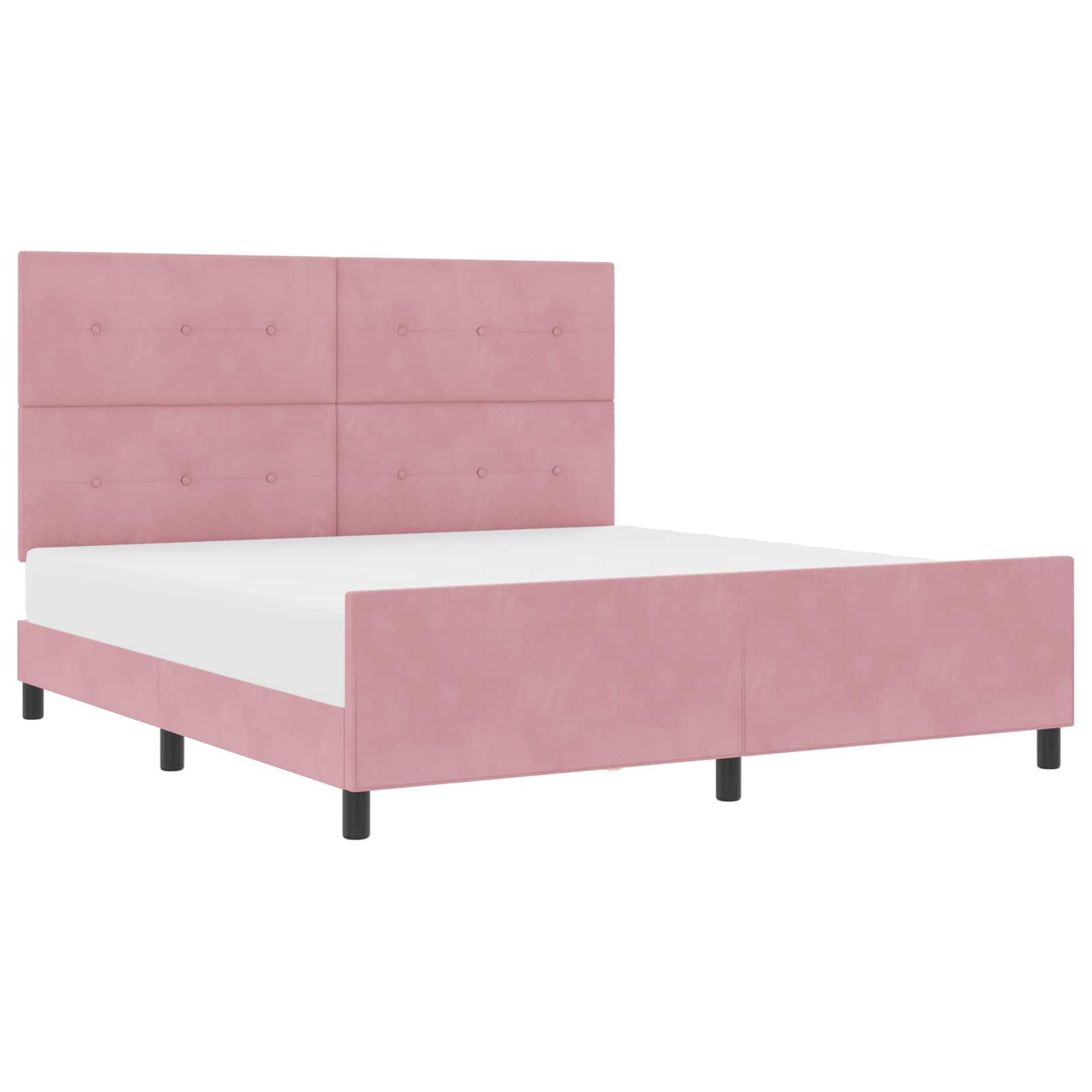 Bäddfjäder med huvudgavel Rosa 180 x 200 cm Sammet