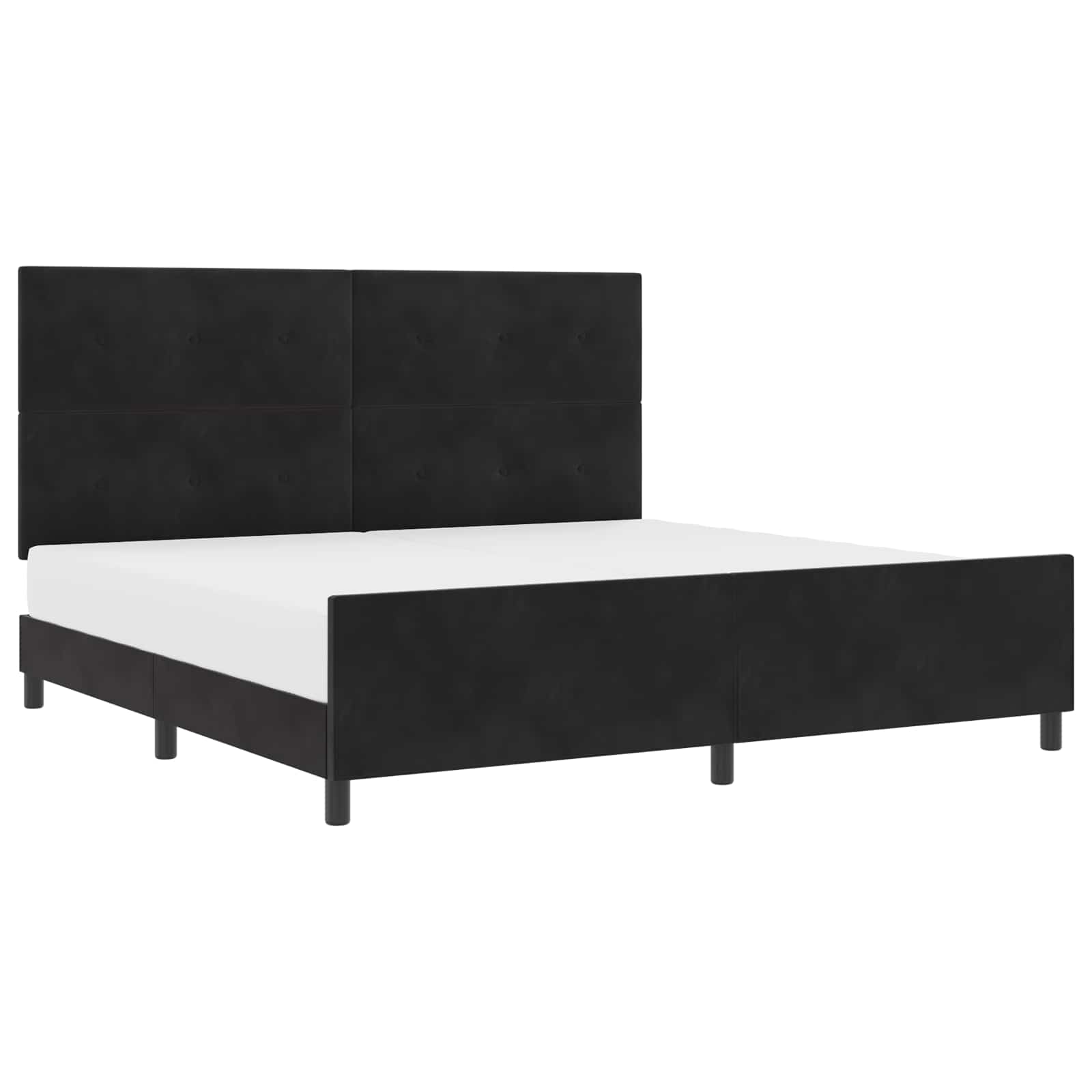 Bäddfjäder med huvudgavel Svart 200 x 200 cm Sammet
