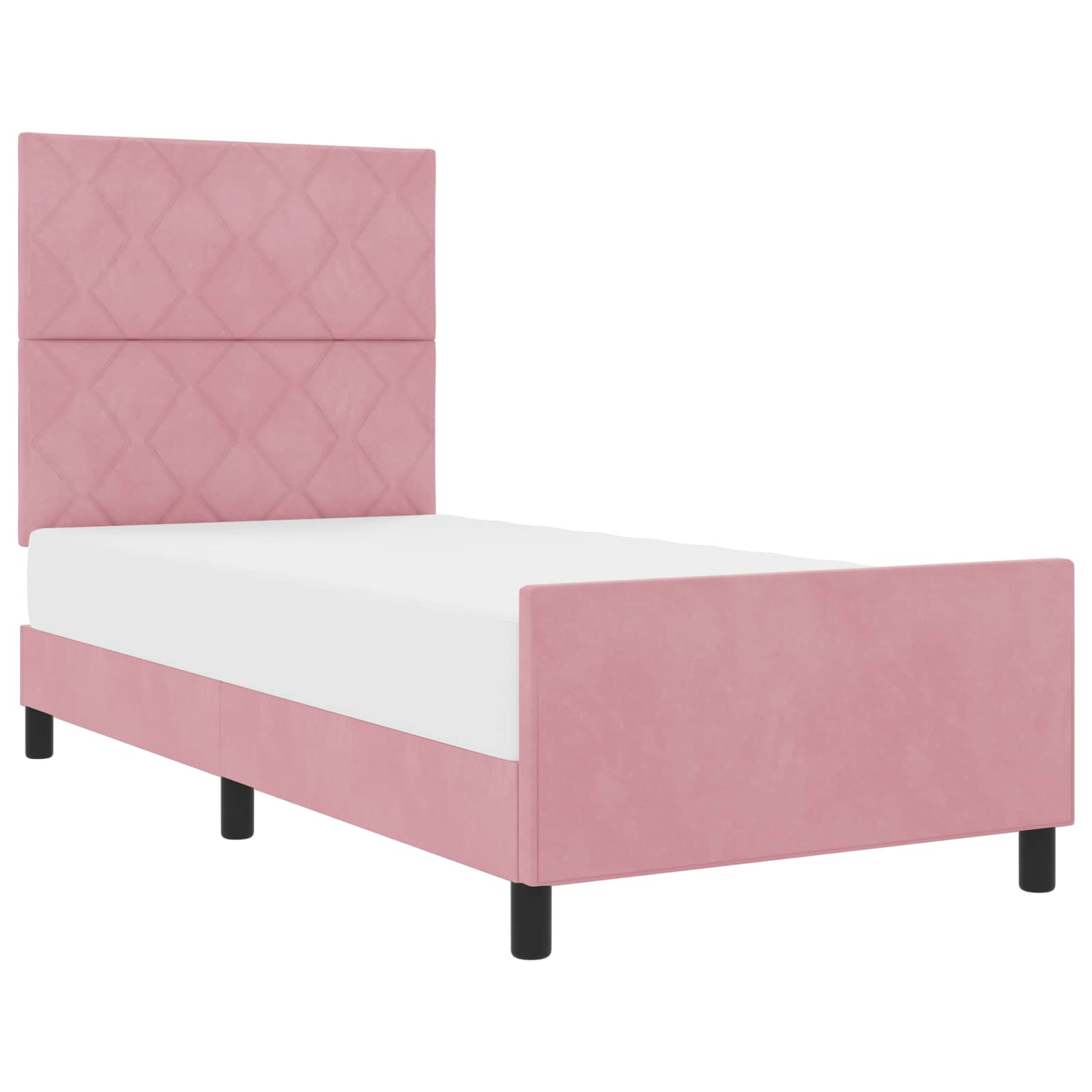Bäddfjäder med huvudgavel Rosa 90 x 200 cm Sammet