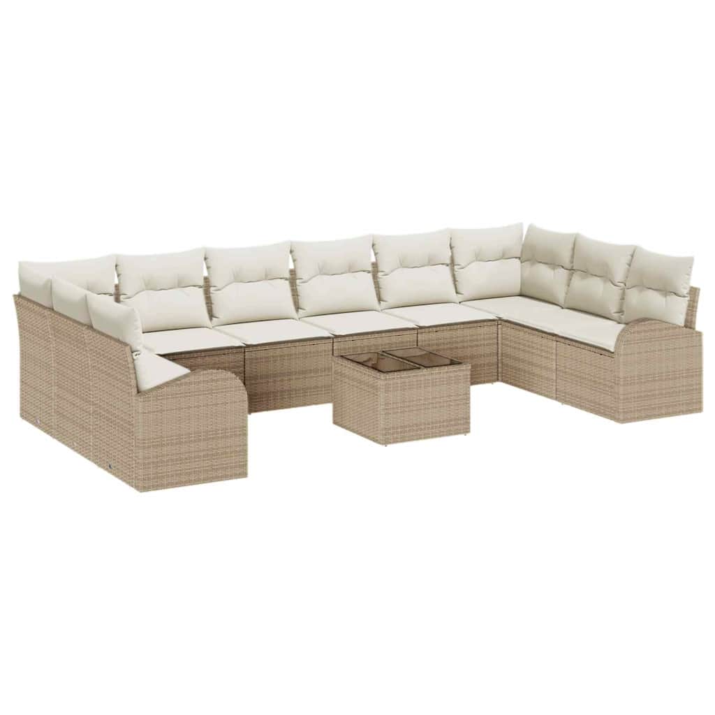Trädgårdsoffset 11 pcs Beige och gräddfärgad konstrotting