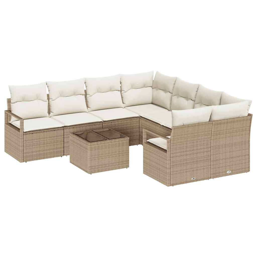 Soffset med kudde 9 pcs Beige och gräddfärgad konstrotting