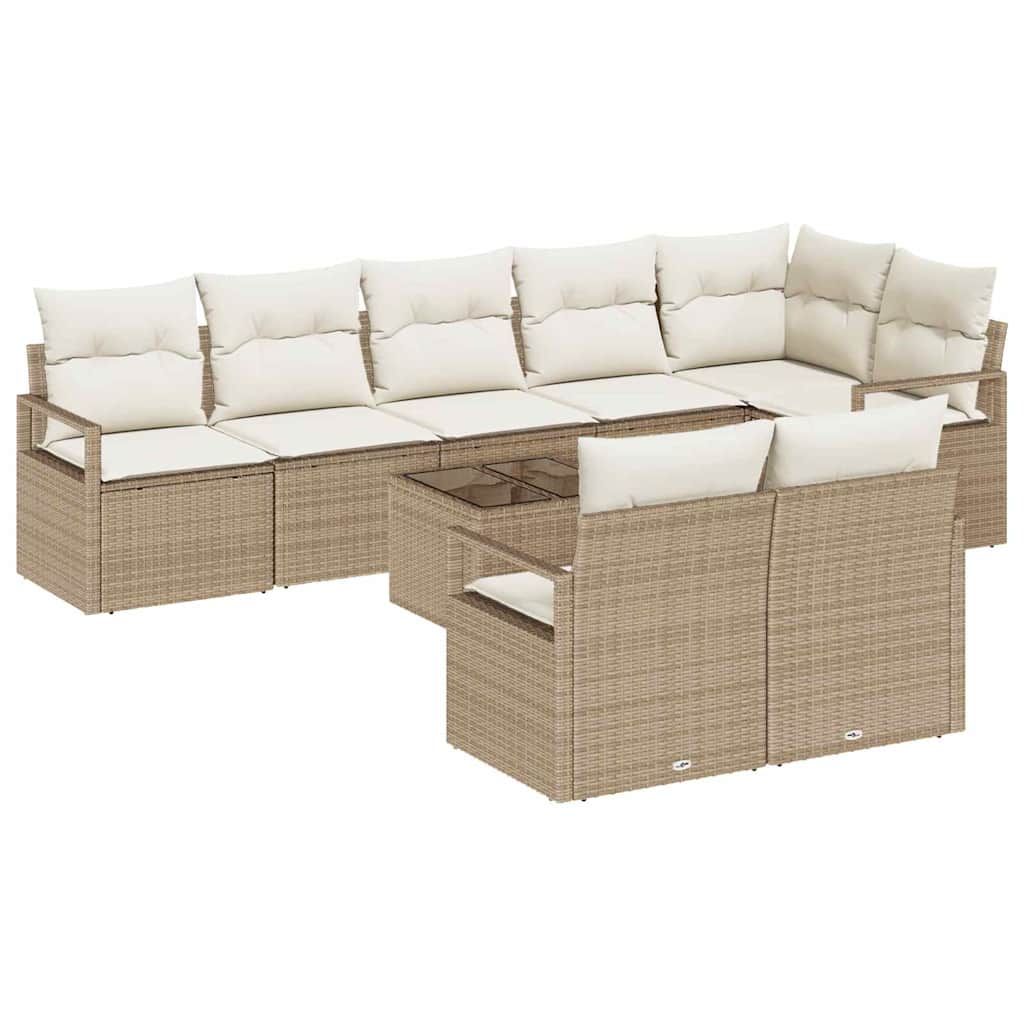 Trädgårdsoffset 9 pcs Beige och gräddfärgad konstrotting