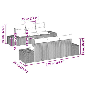 Trädgårdsoffset 7 pcs Beige och Ljusgrå konstrotting
