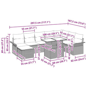 Trädgårdsoffset med kudde 9 pcs Beige och gräddfärgad