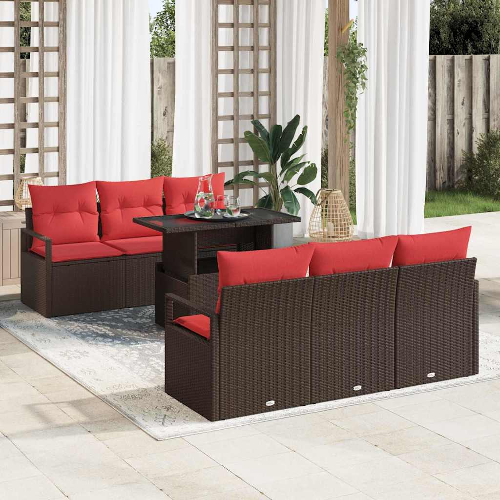 Trädgårdsoffset 7 st Brun Poly rattan