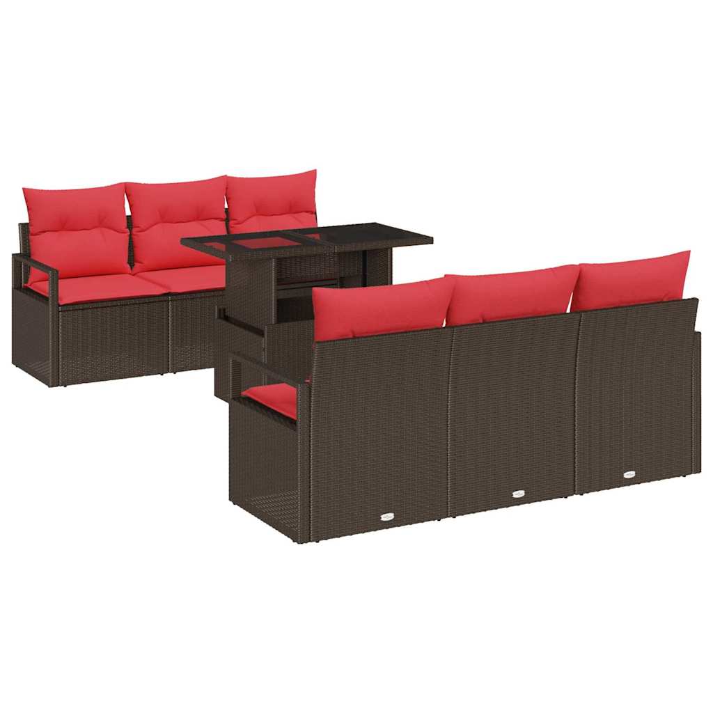 Trädgårdsoffset 7 st Brun Poly rattan