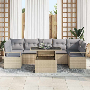 Trädgårdsoffset med lagring 8 pcs Beige Poly rattan