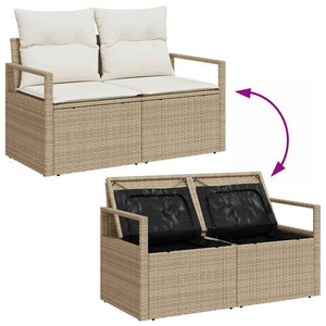 Trädgårdsoffset med lagring 6 pcs Beige Poly rattan