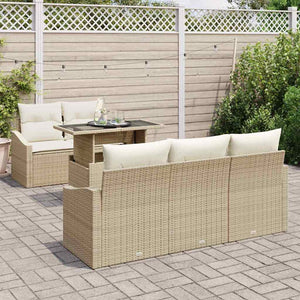 Trädgårdsoffset med lagring 6 pcs Beige Poly rattan
