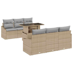 Trädgårdsoffset med lagring 7 pcs Beige Poly rattan