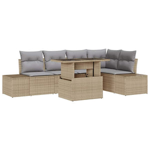 Trädgårdsoffset med lagring 6 pcs Beige Poly rattan
