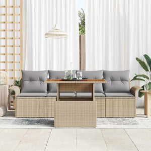 Trädgårdsoffset med lagring 5 pcs Beige Poly rattan