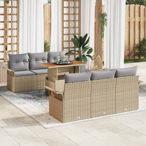 Trädgårdsoffset med lagring 7 pcs Beige Poly rattan