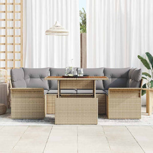 Trädgårdsoffset med lagring 7 pcs Beige Poly rattan