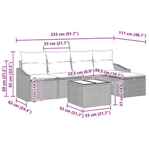Soffset med kudde med lagring 6 pcs Svart konstrotting