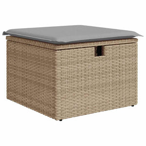 Trädgårdsoffset med kudde 8 pcs Beige Poly rattan