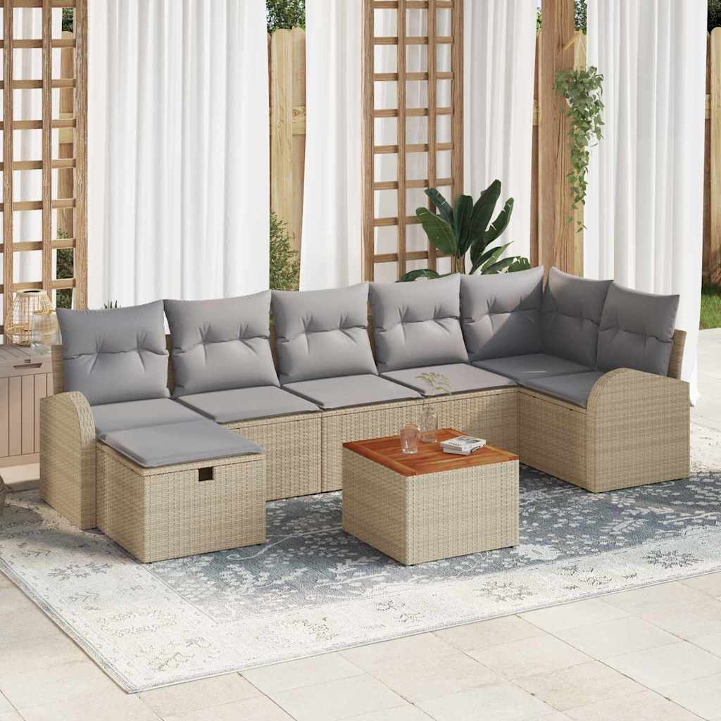 Trädgårdsoffset 8 st Beige Poly rattan