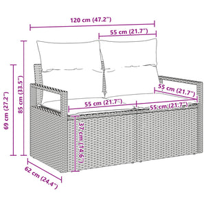 Trädgårdsoffset med kudde med lagring 6 pcs Beige Poly rattan