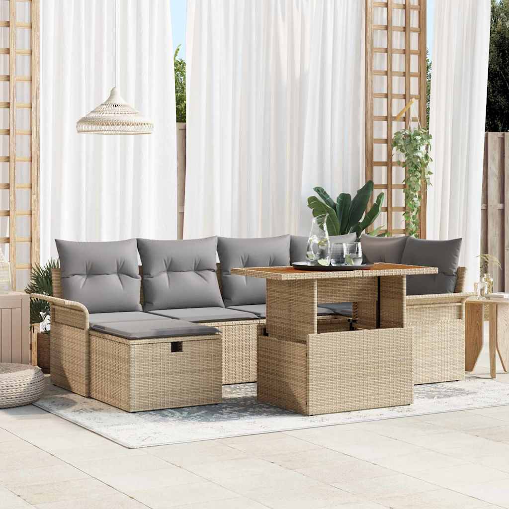 Trädgårdsoffset 7 st Beige konstrotting
