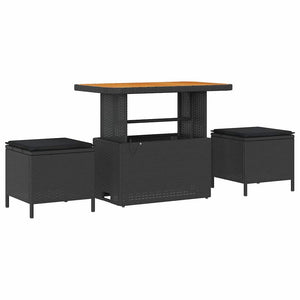 Trädgårdsoffset med kudde 13 pcs Svart Poly rattan