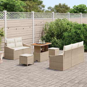 Trädgårdsoffset med kudde 8 pcs Beige Poly rattan