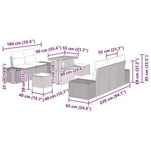 Trädgårdsoffset med kudde 8 pcs Beige konstrotting