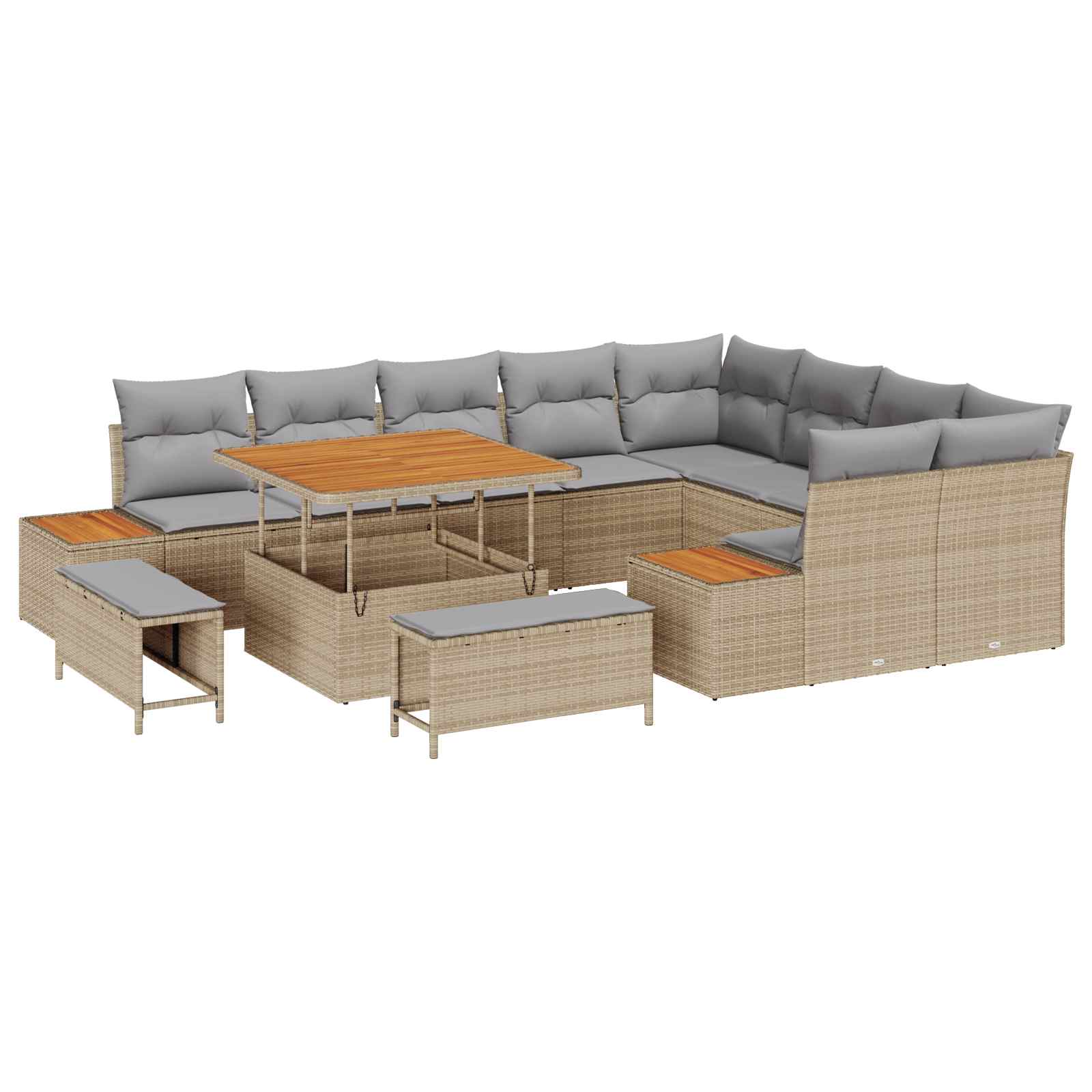 Trädgårdsoffset med kudde 12 pcs Beige och Ljusgrå