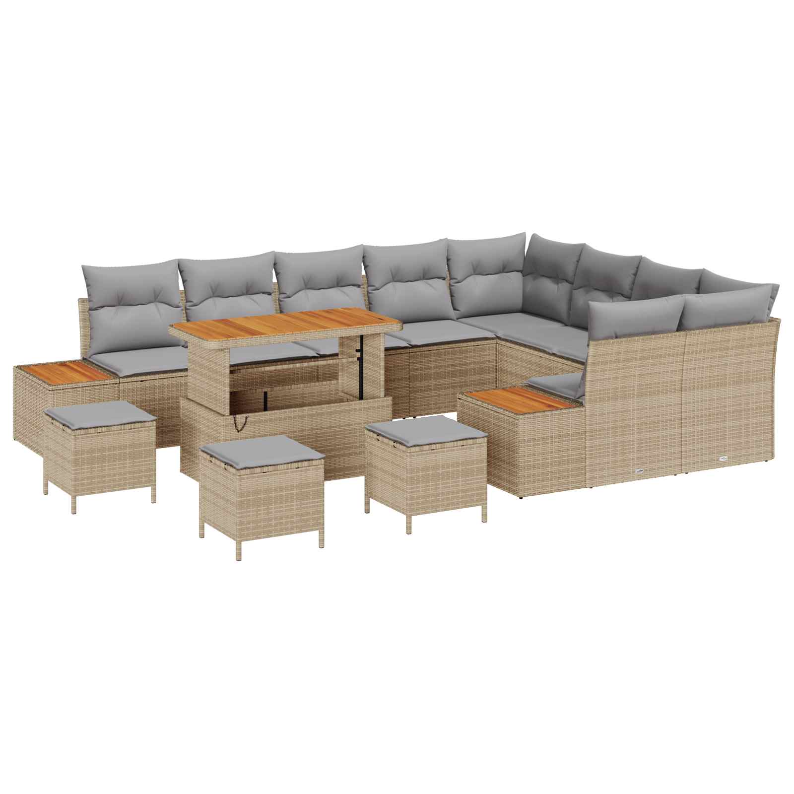 Trädgårdsoffset med kudde 13 pcs Beige och Ljusgrå