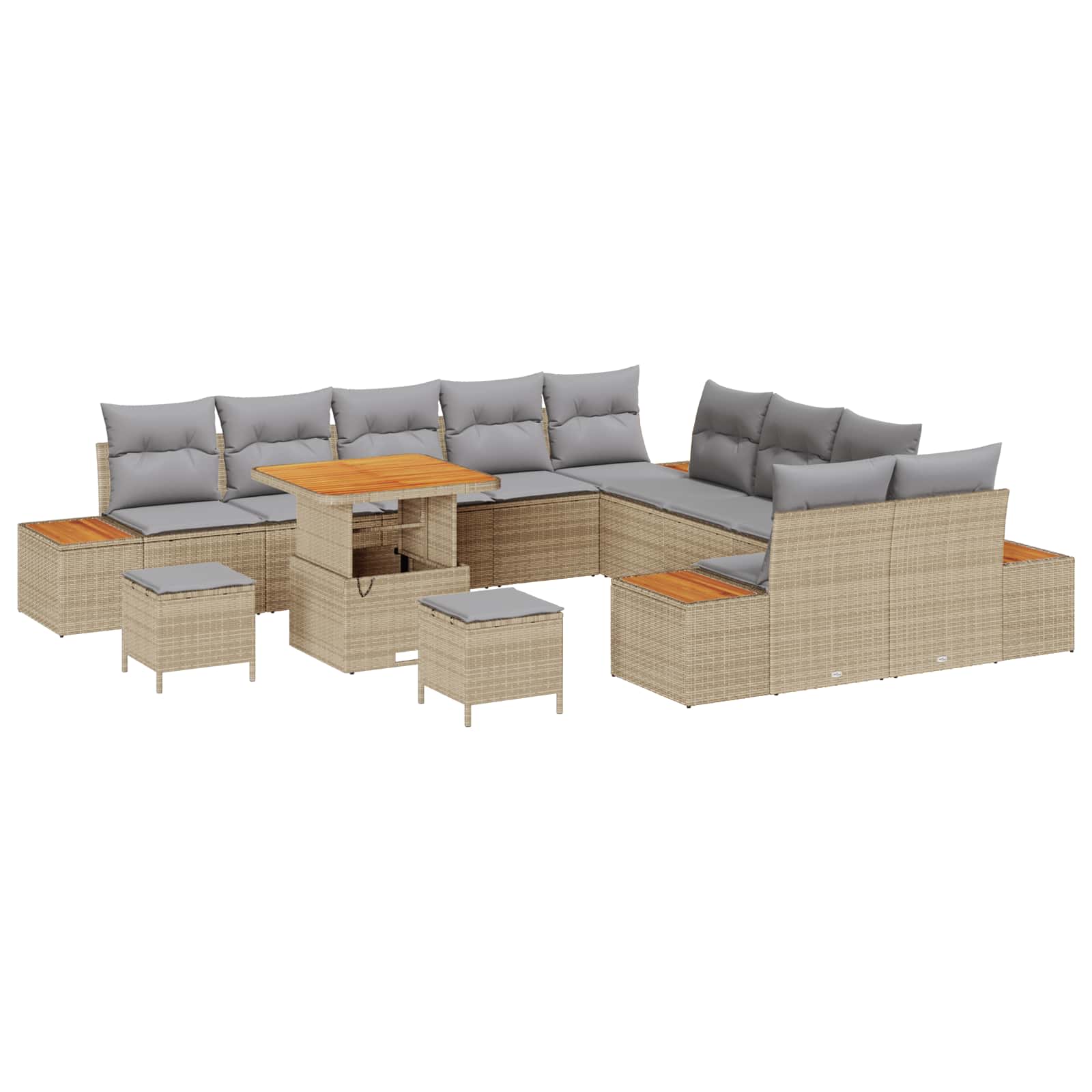 Trädgårdsoffset med kudde 13 pcs Beige och Ljusgrå