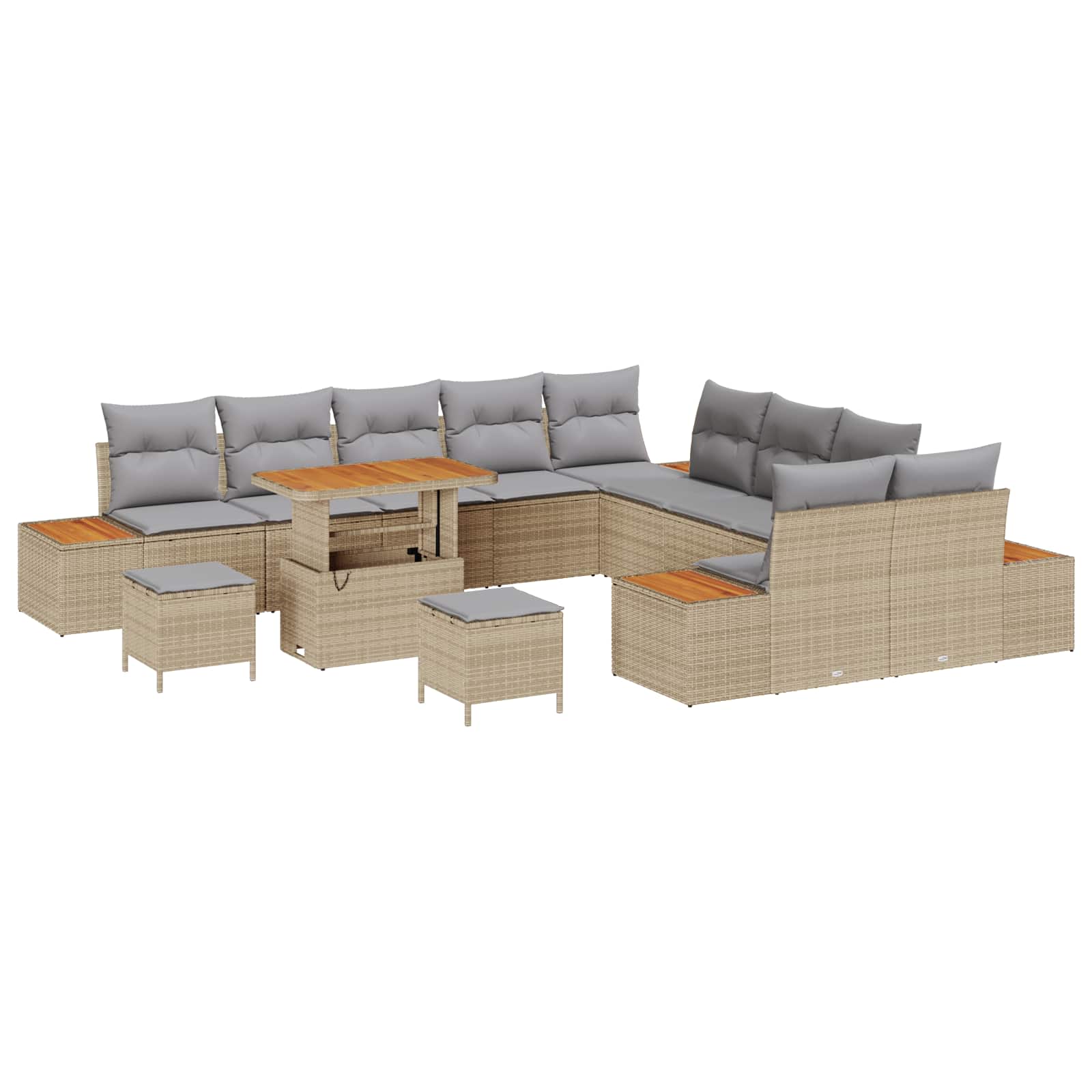 Trädgårdsoffset med kudde 13 pcs Beige och Ljusgrå