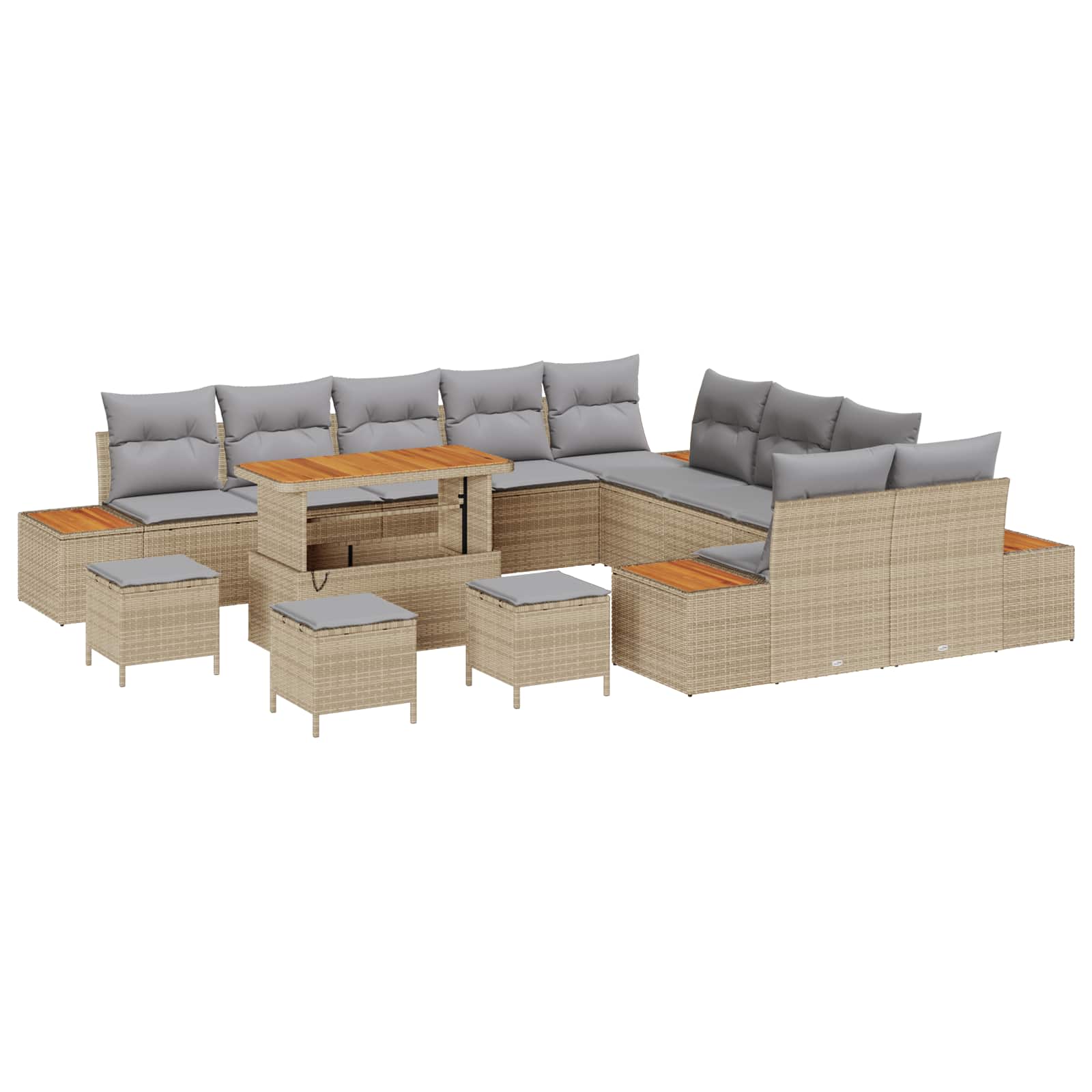 Trädgårdsoffset med kudde 14 pcs Beige och Ljusgrå