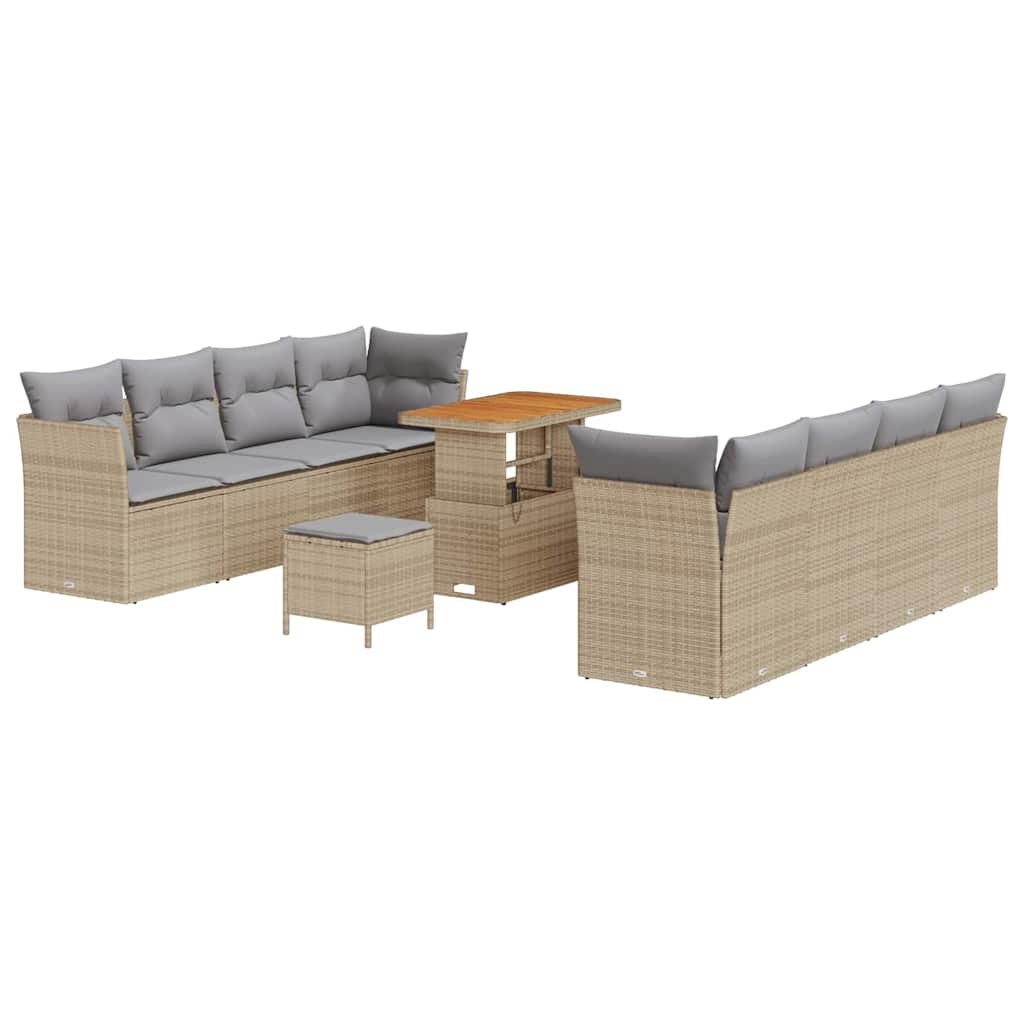 Trädgårdsoffset med kudde med lagring 11 pcs beige och ljusgrå