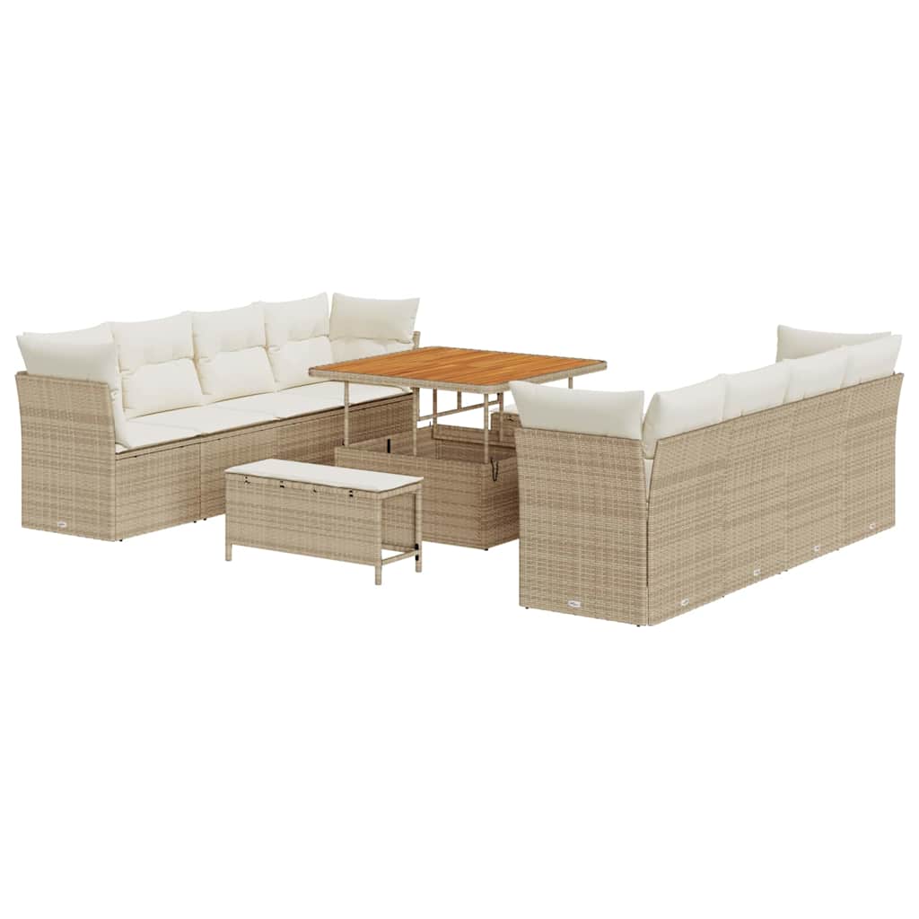 Trädgårdsoffset 11 pcs Beige och gräddfärgad konstrotting