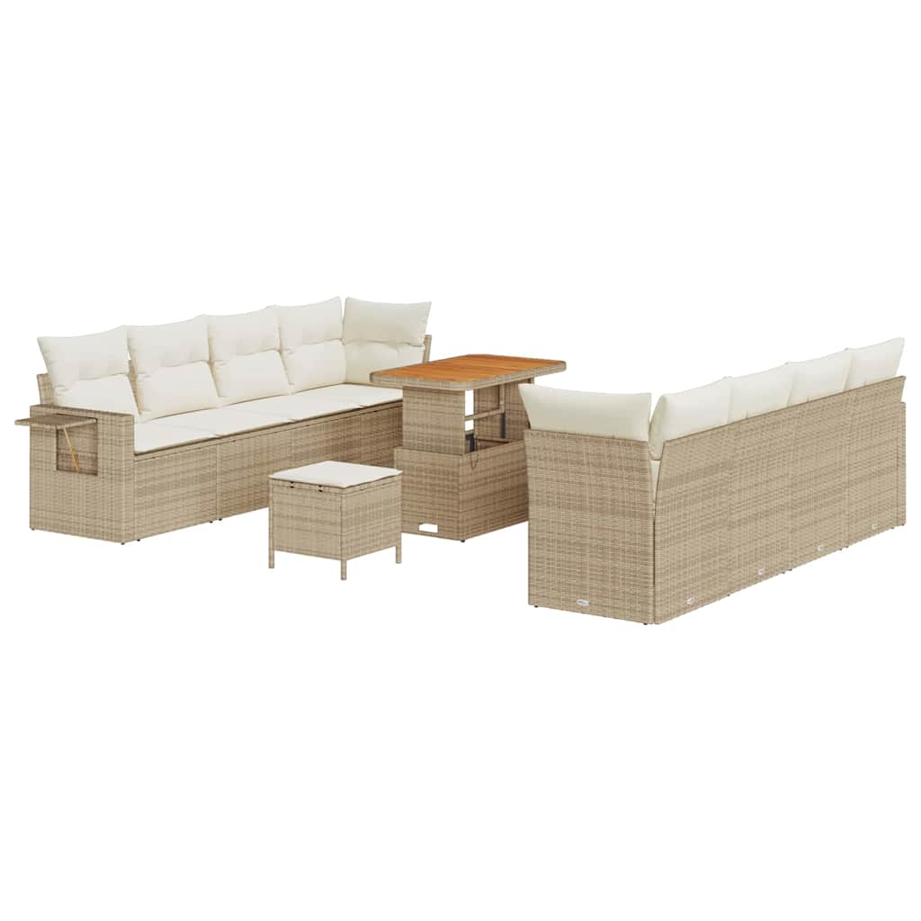 Trädgårdsoffset 11 pcs Beige och gräddfärgad konstrotting