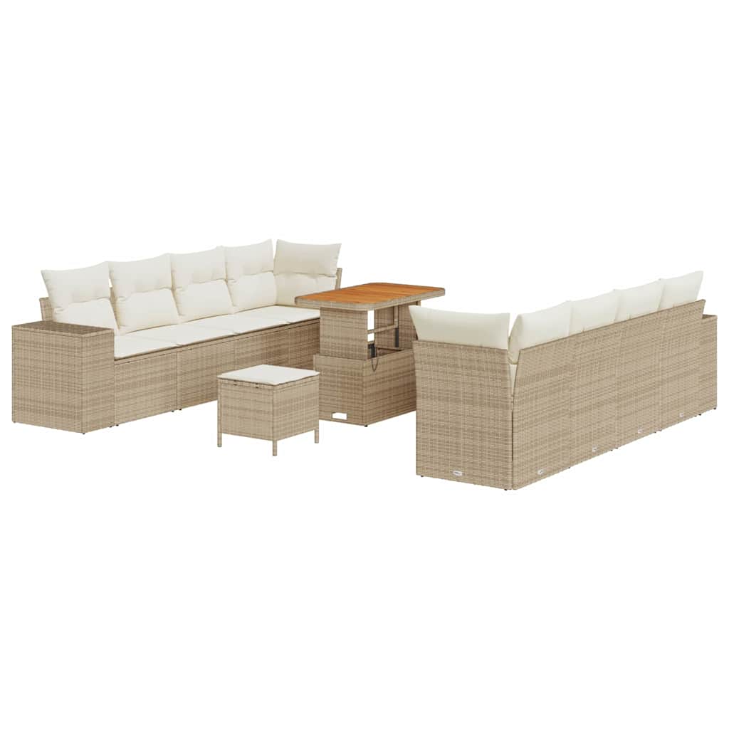 Trädgårdsoffset 11 pcs Beige och gräddfärgad konstrotting