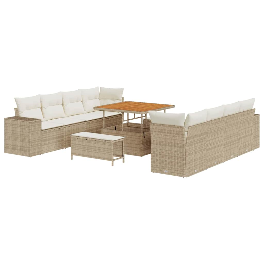 Trädgårdsoffset 11 pcs Beige och gräddfärgad konstrotting